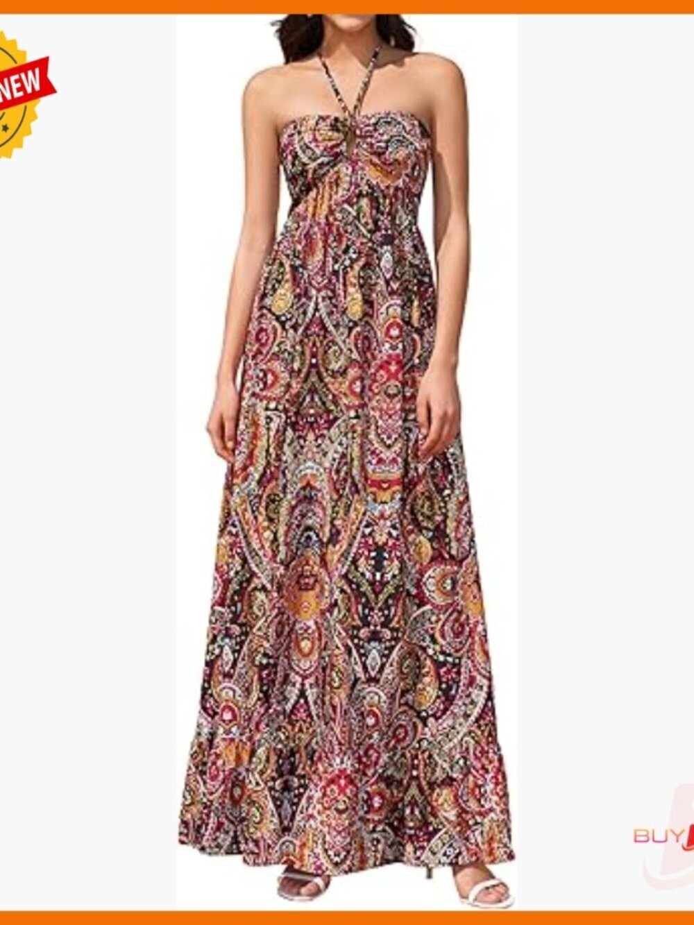 Floral Halter Strapless Maxi Dress Long Flowy Boho Beach Sundress